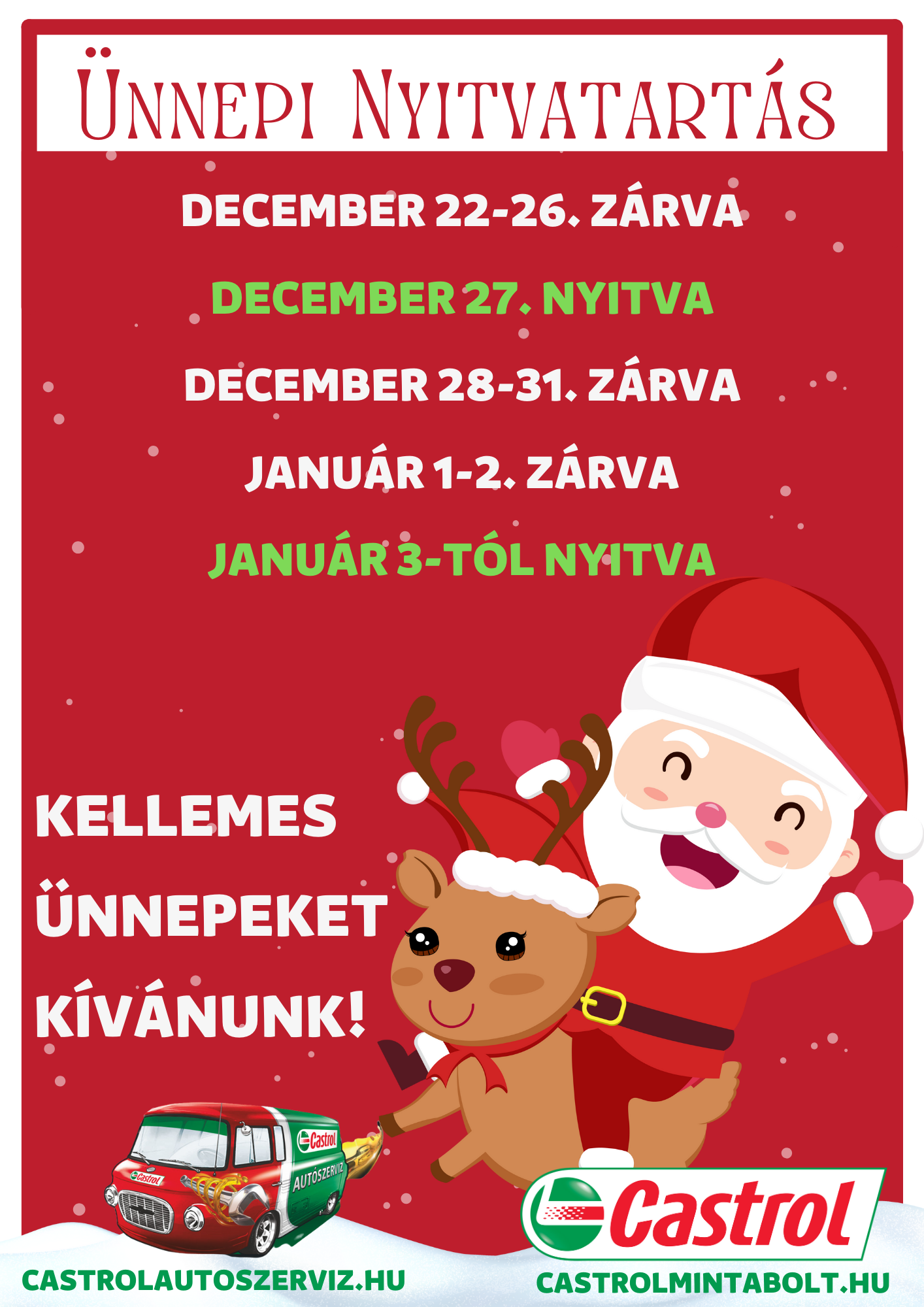 Ünnepi
nyitvatartás